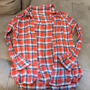 Madewell Red and Blue Plaid Button Down Shirt
